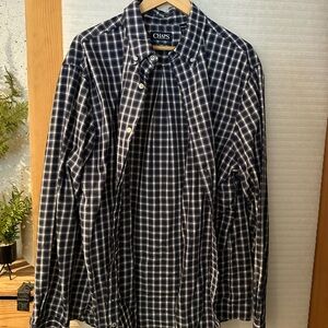 Chaps Men's Black and White Plaid Shirt